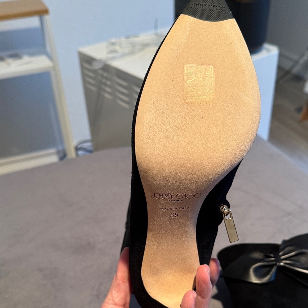 Jimmy Choo Black Suede Bow Heeled Boots - Picture 3 of 9